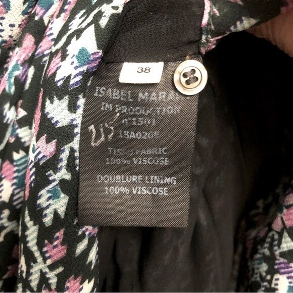 Etoile Isabel Marant Java Dress Black Ditsy Floral Printed Size Euro 38 S/M - Picture 8 of 9